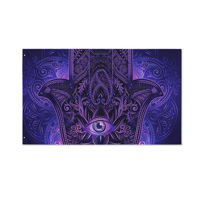 Purple Hamsa Hand Print Polyester Flag