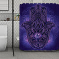 Purple Hamsa Hand Print Polyester Shower Curtain