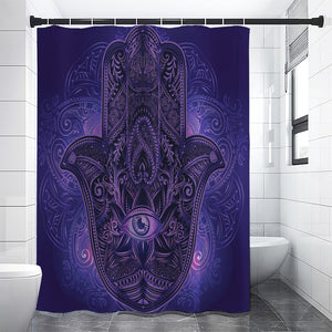 Purple Hamsa Hand Print Premium Shower Curtain