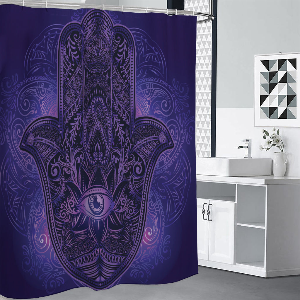 Purple Hamsa Hand Print Premium Shower Curtain