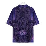 Purple Hamsa Hand Print Rayon Hawaiian Shirt