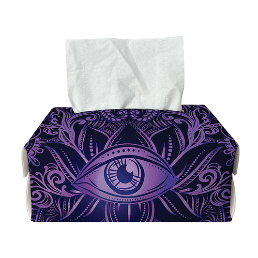 Purple Hamsa Hand Print Rectangle Tissue Box Cover