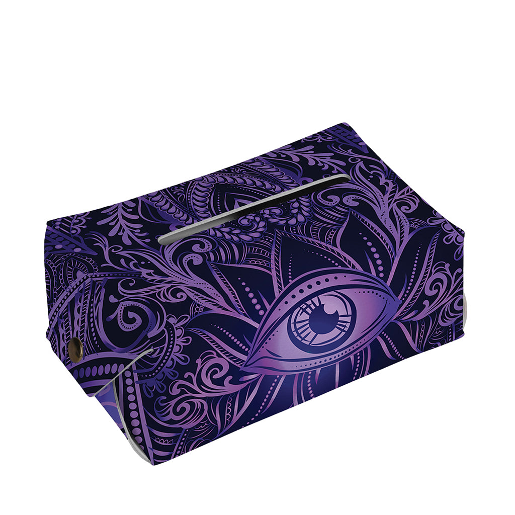 Purple Hamsa Hand Print Rectangle Tissue Box Cover