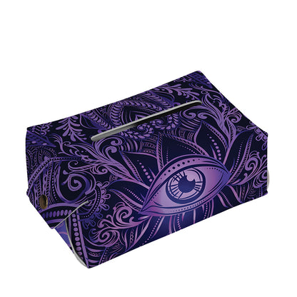 Purple Hamsa Hand Print Rectangle Tissue Box Cover