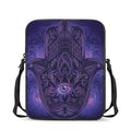 Purple Hamsa Hand Print Rectangular Crossbody Bag