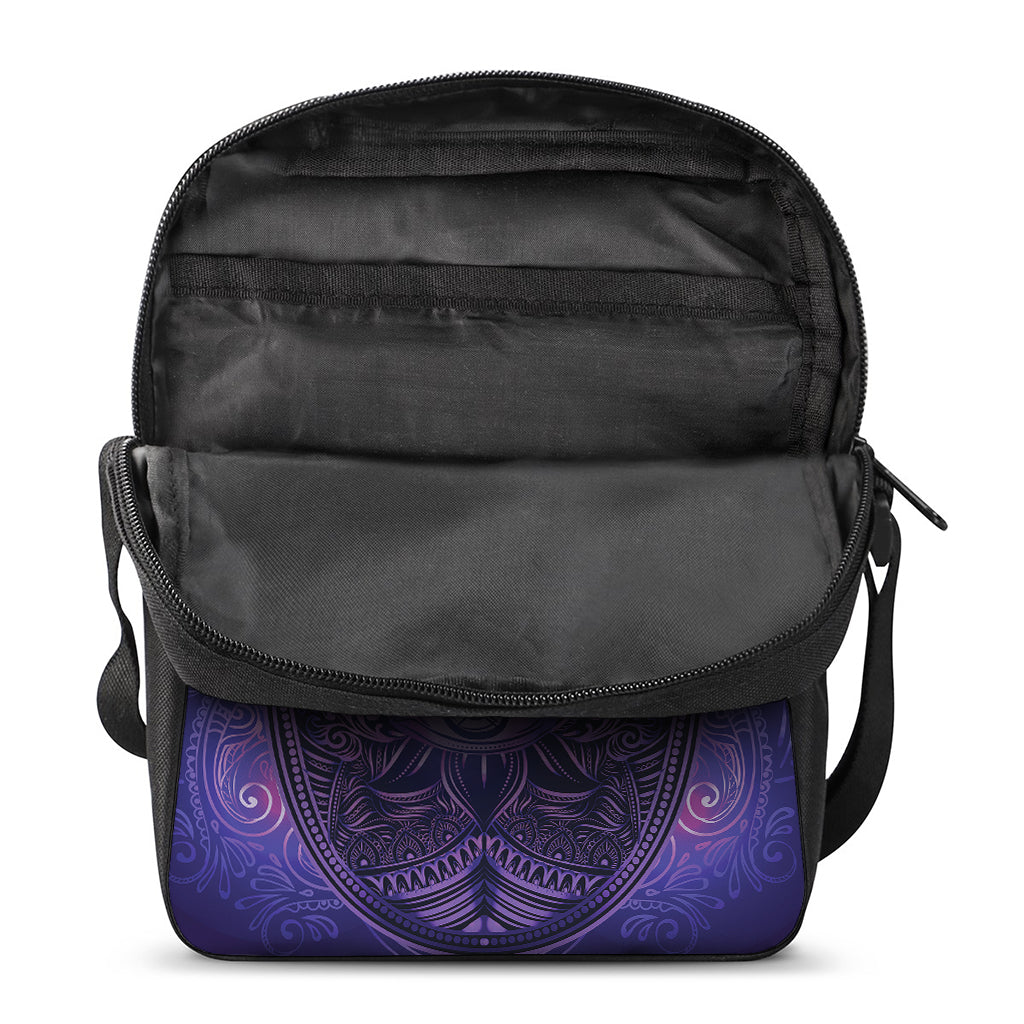 Purple Hamsa Hand Print Rectangular Crossbody Bag