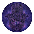 Purple Hamsa Hand Print Round Blanket