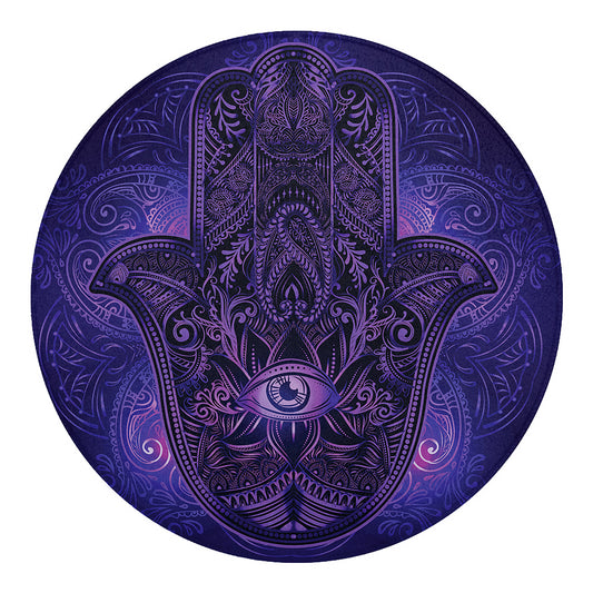 Purple Hamsa Hand Print Round Blanket