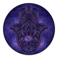 Purple Hamsa Hand Print Round Floor Mat