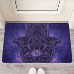 Purple Hamsa Hand Print Rubber Doormat