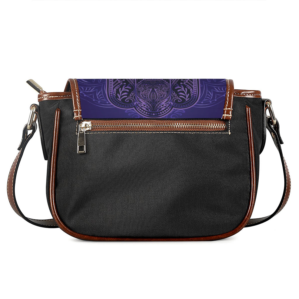 Purple Hamsa Hand Print Saddle Bag