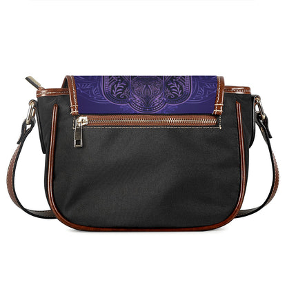 Purple Hamsa Hand Print Saddle Bag