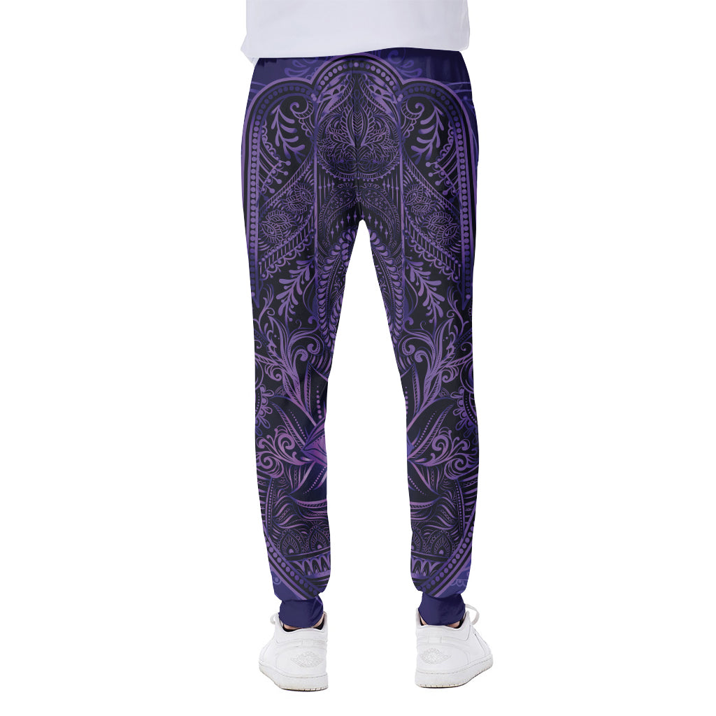 Purple Hamsa Hand Print Scuba Joggers