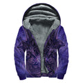 Purple Hamsa Hand Print Sherpa Lined Zip Up Hoodie