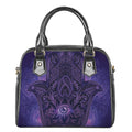 Purple Hamsa Hand Print Shoulder Handbag