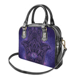 Purple Hamsa Hand Print Shoulder Handbag