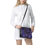 Purple Hamsa Hand Print Shoulder Handbag