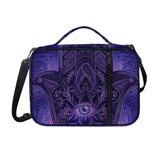 Purple Hamsa Hand Print Shoulder Strap Bible Bag