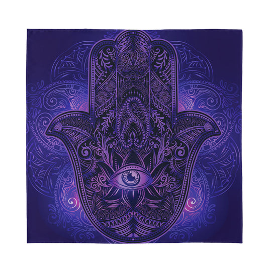 Purple Hamsa Hand Print Silk Bandana