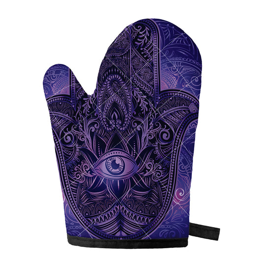 Purple Hamsa Hand Print Single Oven Mitt