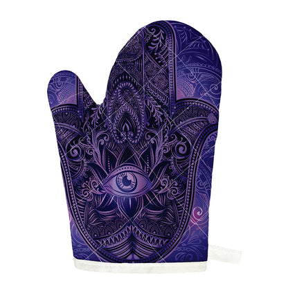 Purple Hamsa Hand Print Single Oven Mitt