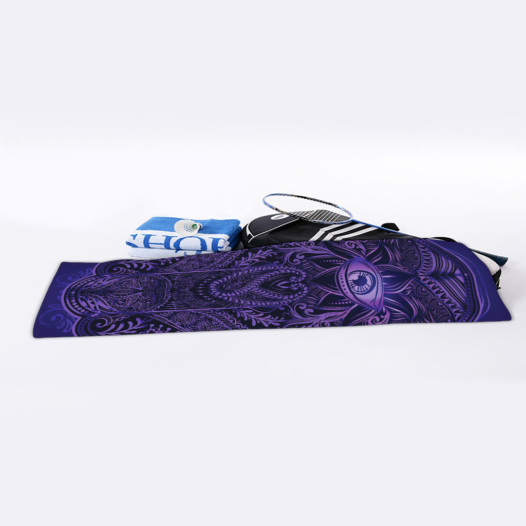 Purple Hamsa Hand Print Sports Towel