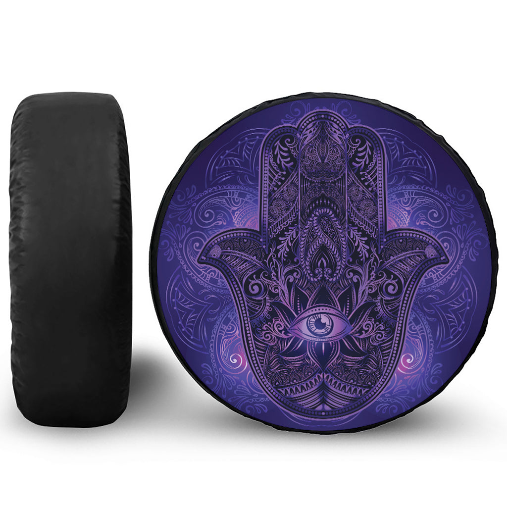 Purple Hamsa Hand Print Tire Cover