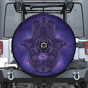 Purple Hamsa Hand Print Tire Cover With Camera Hole