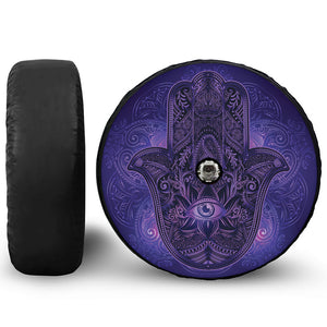 Purple Hamsa Hand Print Tire Cover With Camera Hole