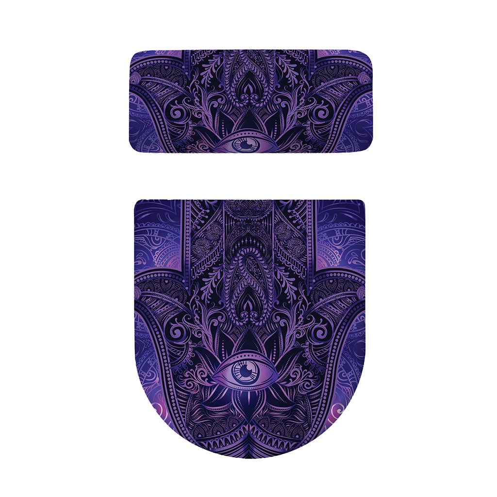 Purple Hamsa Hand Print Toilet Lid And Tank Cover Set