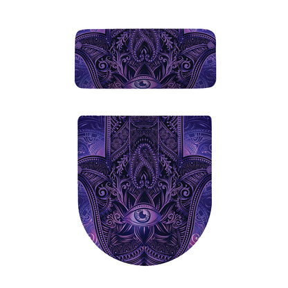 Purple Hamsa Hand Print Toilet Lid And Tank Cover Set