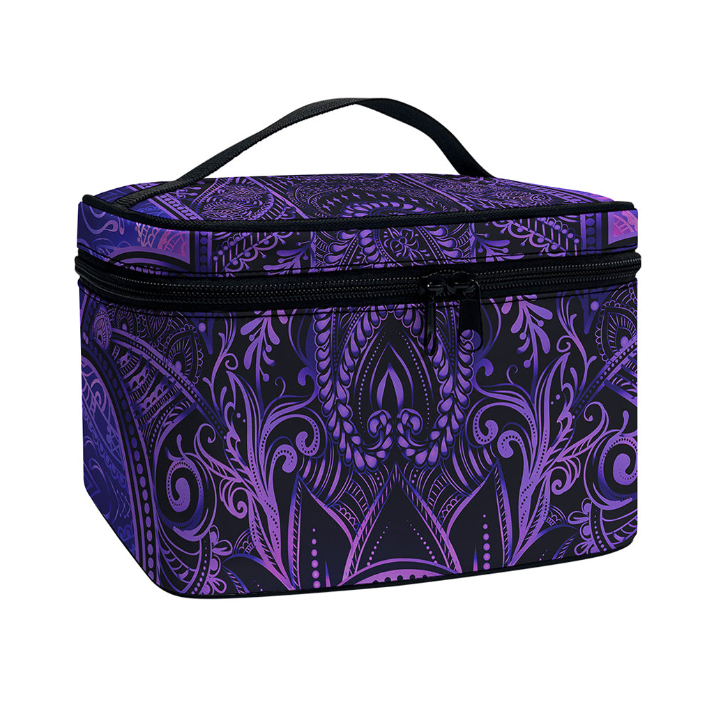 Purple Hamsa Hand Print Travel Makeup Bag