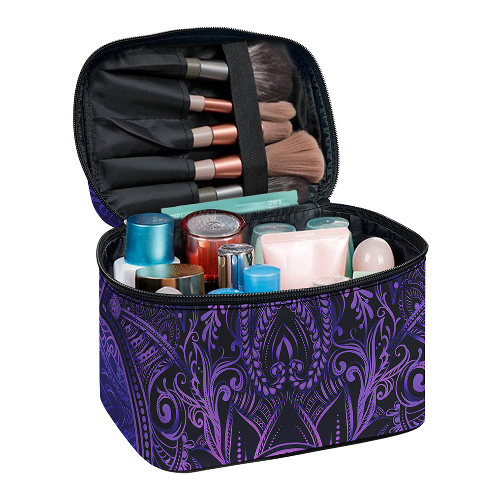 Purple Hamsa Hand Print Travel Makeup Bag
