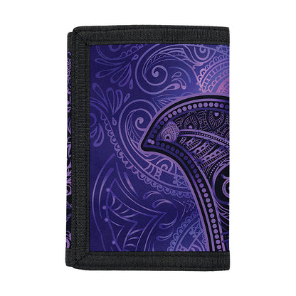 Purple Hamsa Hand Print Trifold Wallet