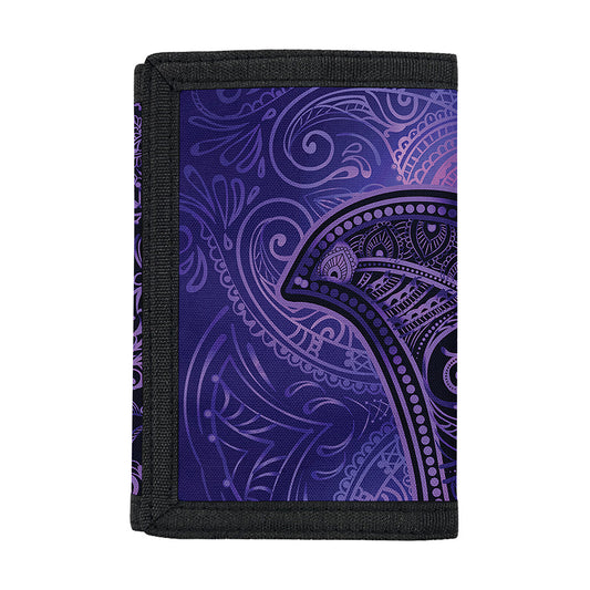 Purple Hamsa Hand Print Trifold Wallet