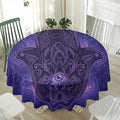 Purple Hamsa Hand Print Waterproof Round Tablecloth