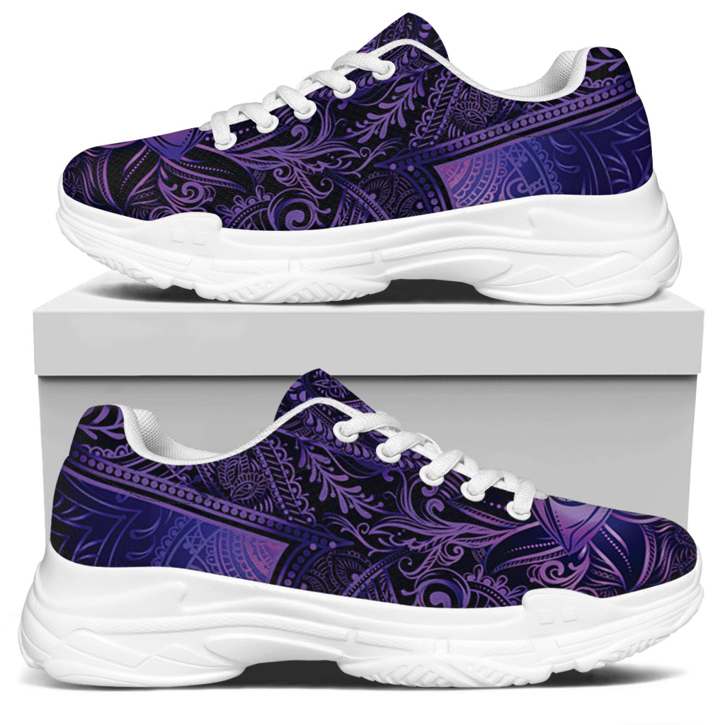 Purple Hamsa Hand Print White Chunky Shoes