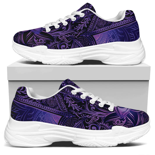 Purple Hamsa Hand Print White Chunky Shoes