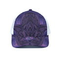Purple Hamsa Hand Print White Mesh Trucker Hat