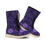 Purple Hamsa Hand Print Winter Boots