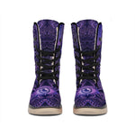 Purple Hamsa Hand Print Winter Boots
