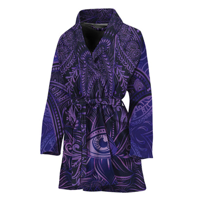 Purple Hamsa Hand Print Women's Bathrobe