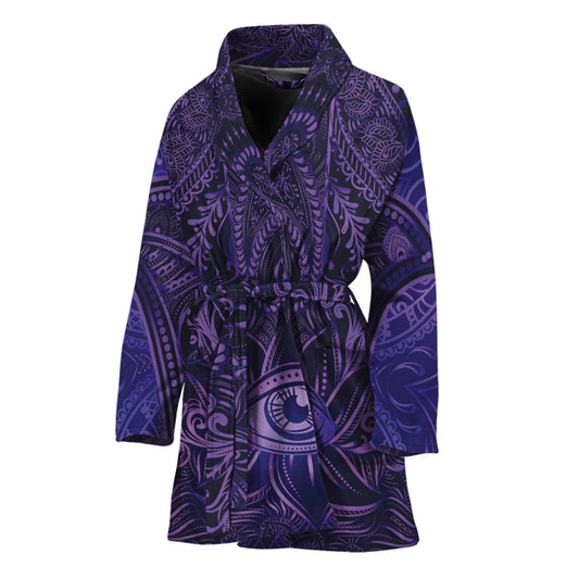 Purple Hamsa Hand Print Women's Bathrobe