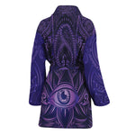 Purple Hamsa Hand Print Women's Bathrobe