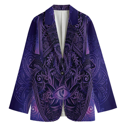 Purple Hamsa Hand Print Women's Blazer