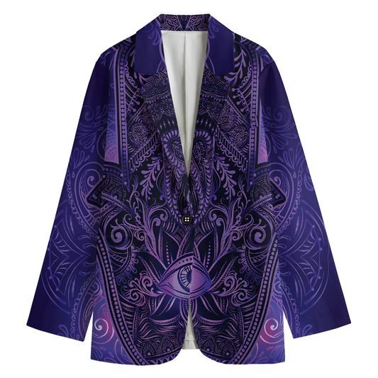 Purple Hamsa Hand Print Women's Blazer