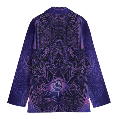 Purple Hamsa Hand Print Women's Blazer