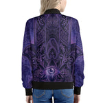 Purple Hamsa Hand Print Women's Bomber Jacket