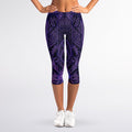 Purple Hamsa Hand Print Women's Capri Leggings