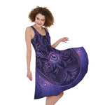 Purple Hamsa Hand Print Women's Sleeveless Dress